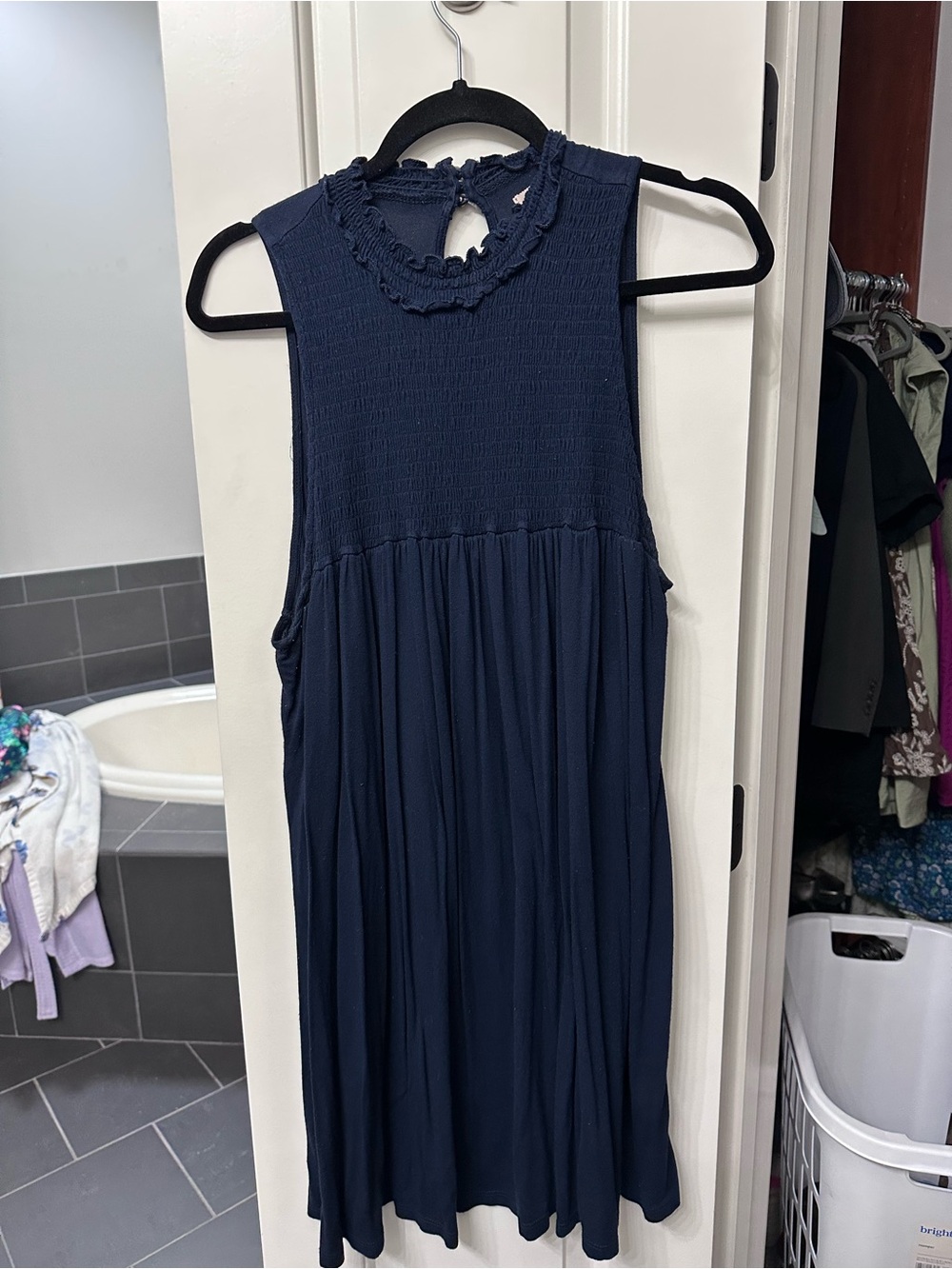 Smocked Navy Dress
